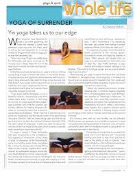 Page from Whole Life Times Magazine with Yin Yoga article featuring Addie deHilster