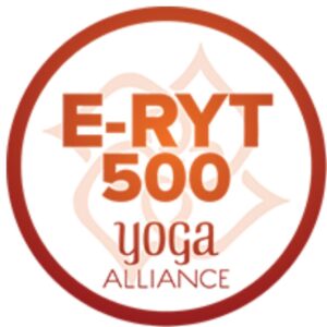 Yoga Alliance Logo showing Addie deHilster as an E-RYT 500 experienced yoga teacher