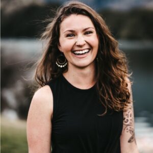 Trauma-Informed Yoga teacher, Amanda Hanna, speaking on the Moved To Meditate Podcast.